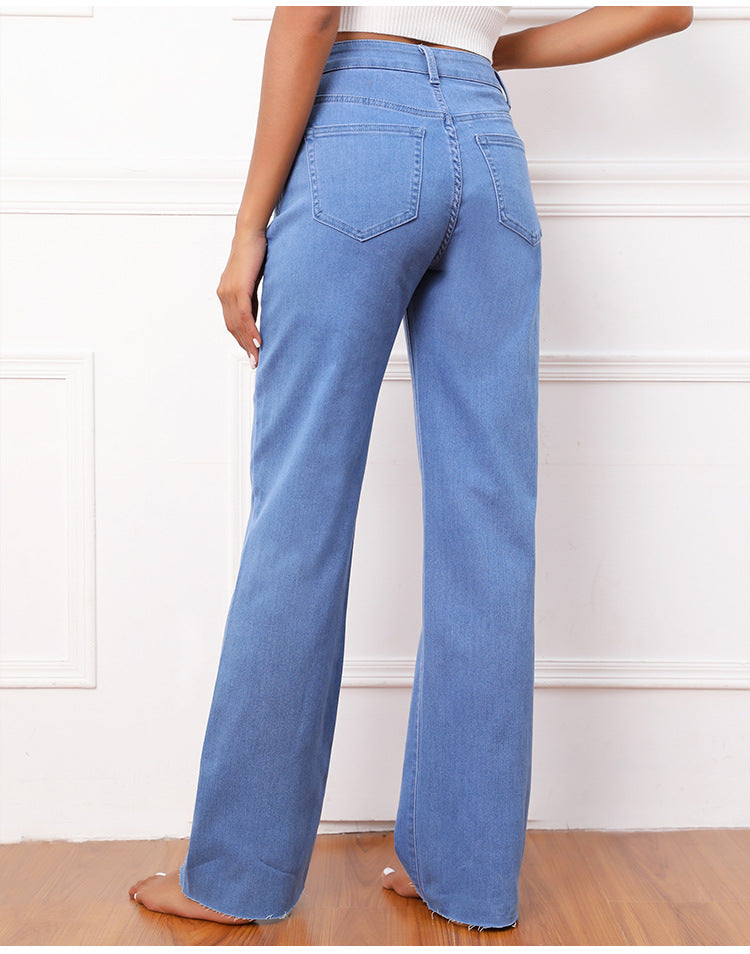 High Waist Wide Leg Denim Pants