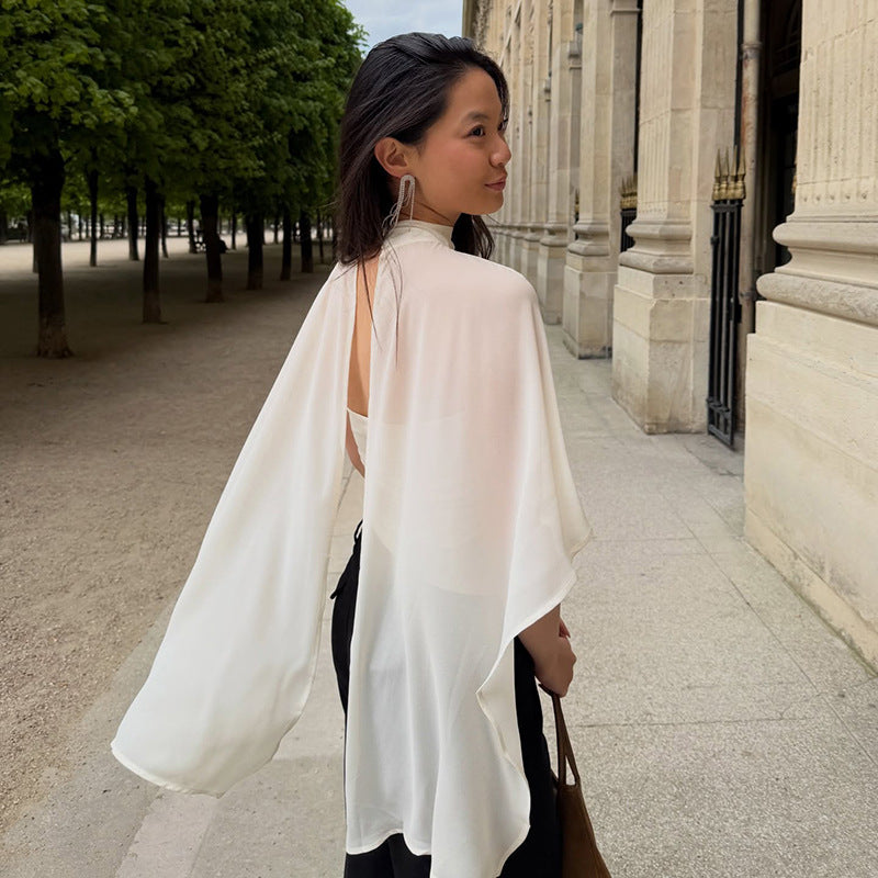 Elegant Chiffon Cape Tube Top