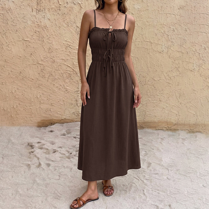 Retro Drawstring Waist Slip Dress