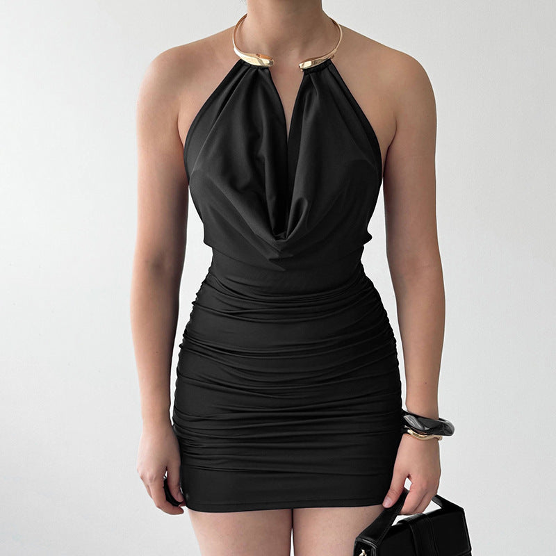 Summer Eyelet Halter Bodycon Dress