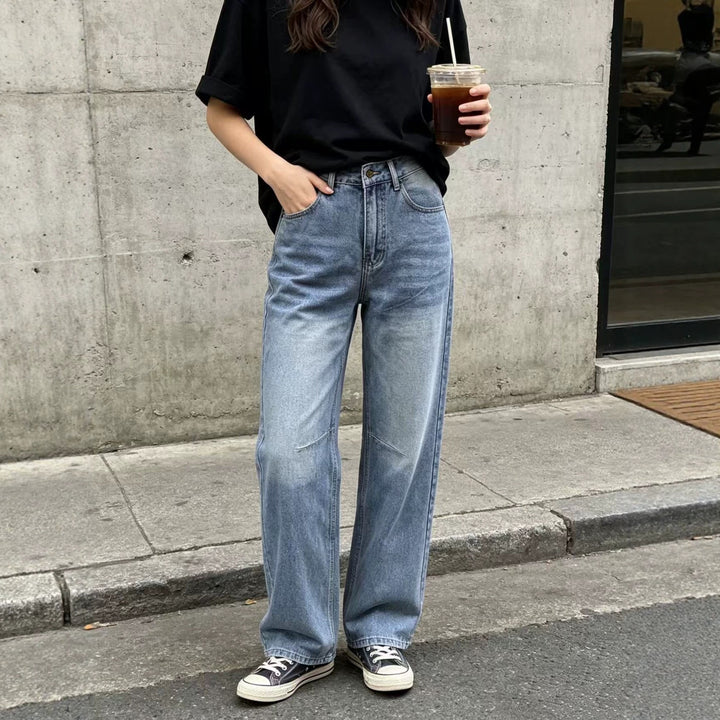 Loose Fit Wide Leg Washed Jeans