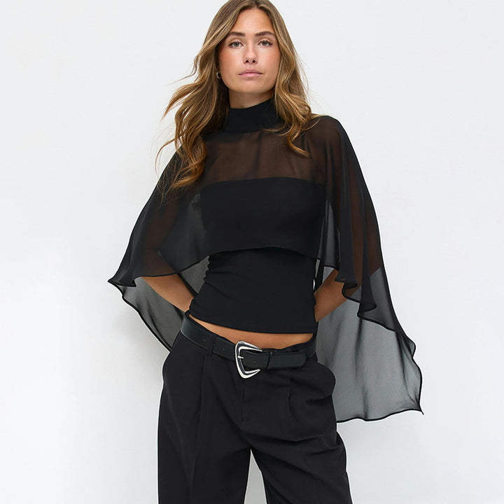 Elegant Chiffon Cape Tube Top