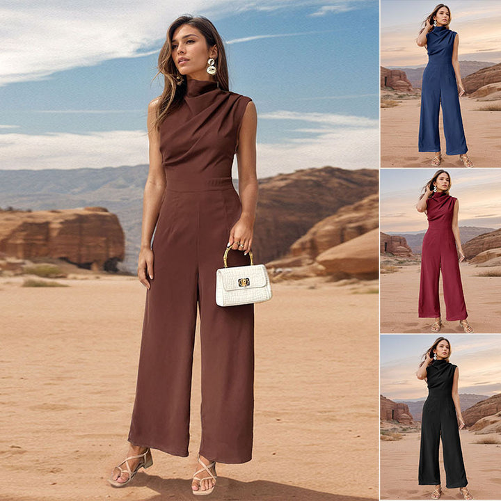 Sleeveless Swing Collar Summer Jumpsuit